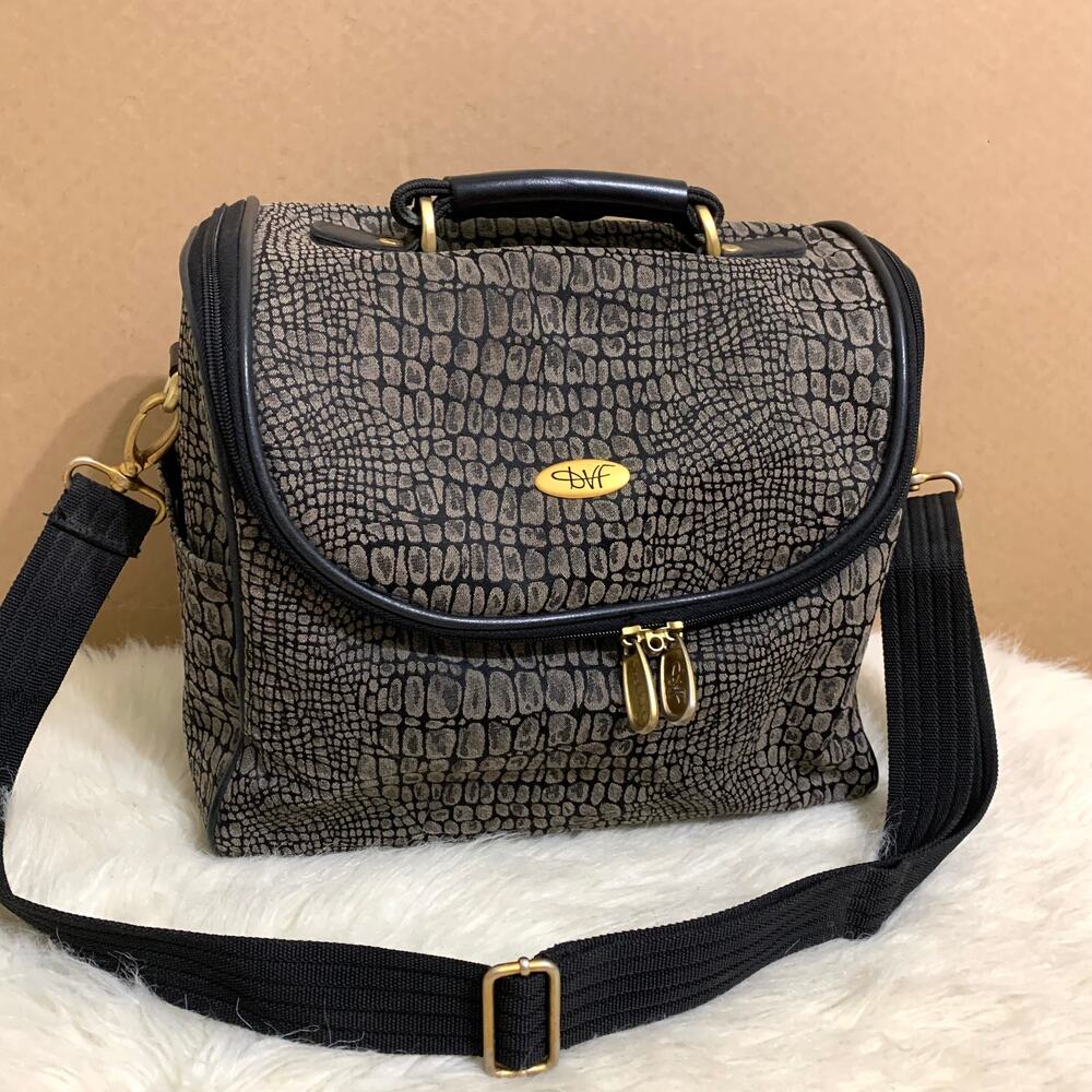 DIANE VON FURSTENBERG Vintage Madagascar Overnight Carry-On Travel Beauty Bag